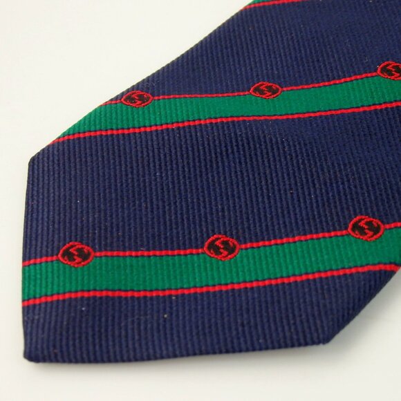 Authentic GUCCI 744392 4E217 Interlocking G Shelly tie silk [Used] - Picture 3 of 11